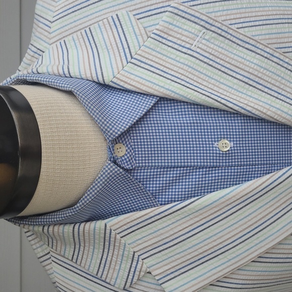 BROOKS BROTHERS White Cream Multicolor Striped Cotton Sz 44 S Mens Sport Coat‎ - Picture 2 of 8